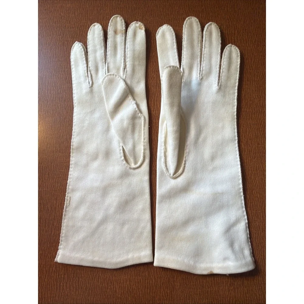 Vtg Ivory Simplex‎ 100% Cotton Gloves Size 7 Beaded
